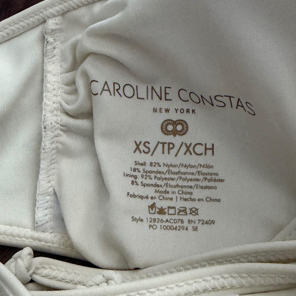 NWOT Caroline Constas Floral High-Waist High-Leg Bikini Set XS Cream Pink - Picture 4 of 6